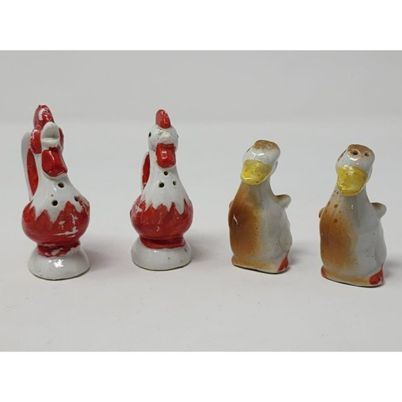 Vintage Ducks&Chickens Salt Pepper Shakers Hand Painted Ceramic/Porcelain‎ Japan - Picture 1 of 12